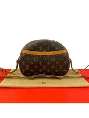 Louis Vuitton Blois Monogram Logo Pattern Leather Shoulder Bag Pochette Brown